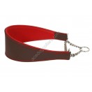 Ace Padded Half Check, Training, Martingale Genuine Leather Dog Collar :: BROWN with RED LINING ::